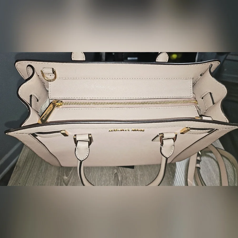 Authent. Michael Kors Genuine Leather LG TZ Dillon Satchel pastel pink/fawn - Picture 3 of 11